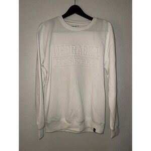Gameday Social Nebraska Huskers Crewneck Sweatshirt Womens SM White Embossed